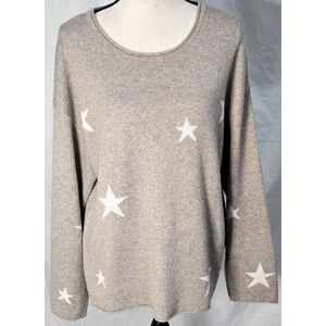 Z SUPPLY Sweater Star Print Beige White Knit Long Sleeve Graphic Soft